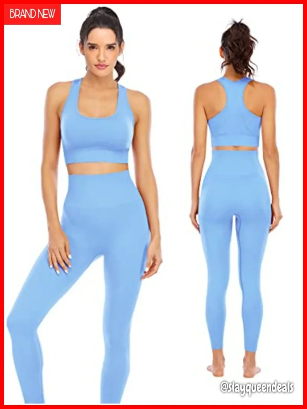 2 Piece Workout Set Nylon Spandex High Waisted Seamless Leggings Padded Sports